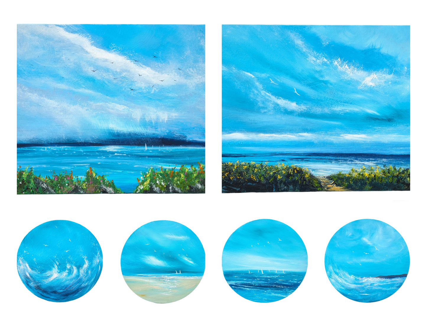 Sailboats at Sea 2, Circular Seascape