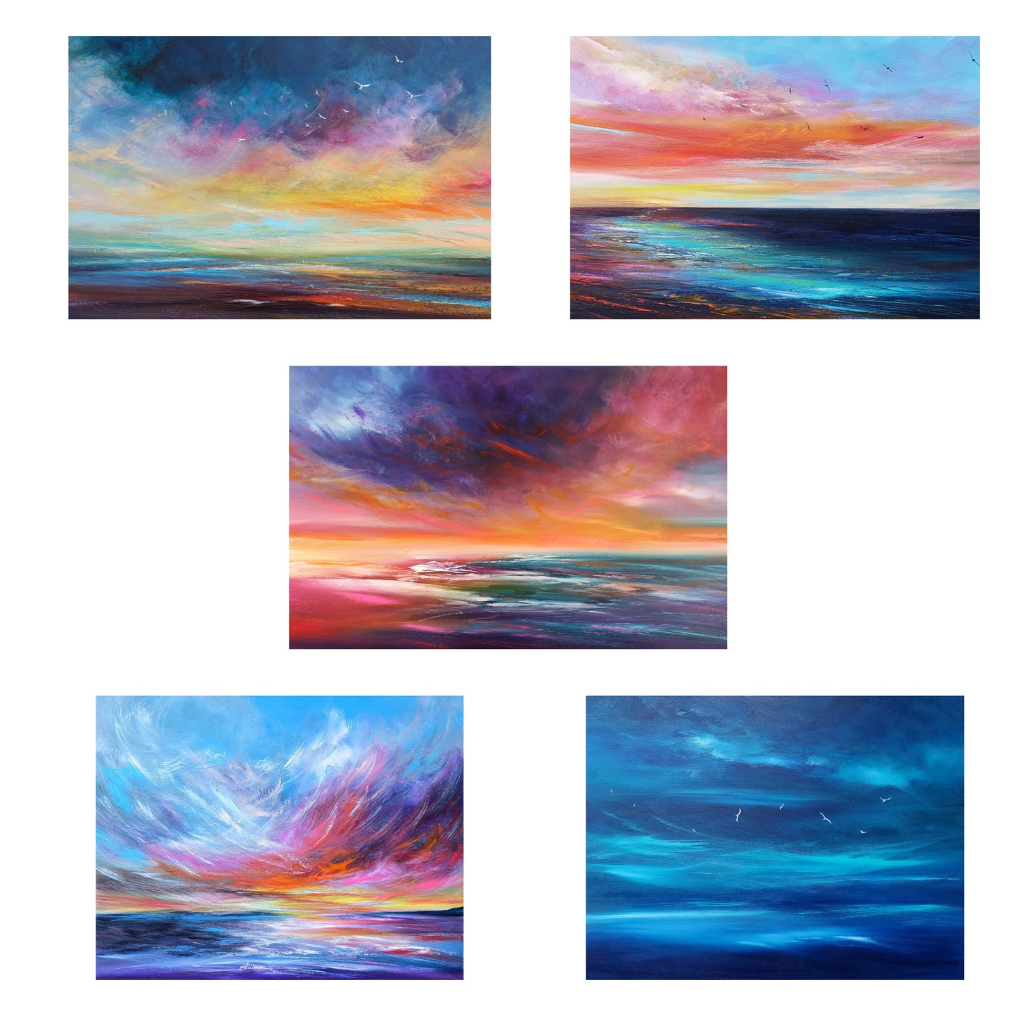 Stunning Greetings Cards with border, Pack of 5