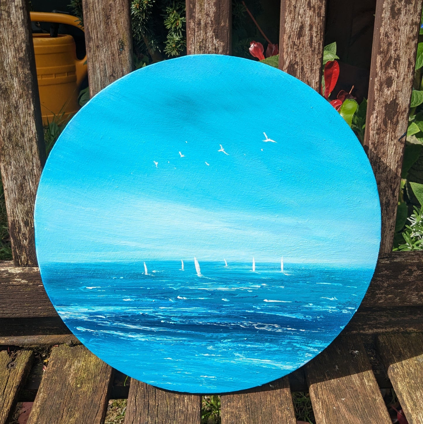 Sailboats at Sea, Circular Seascape