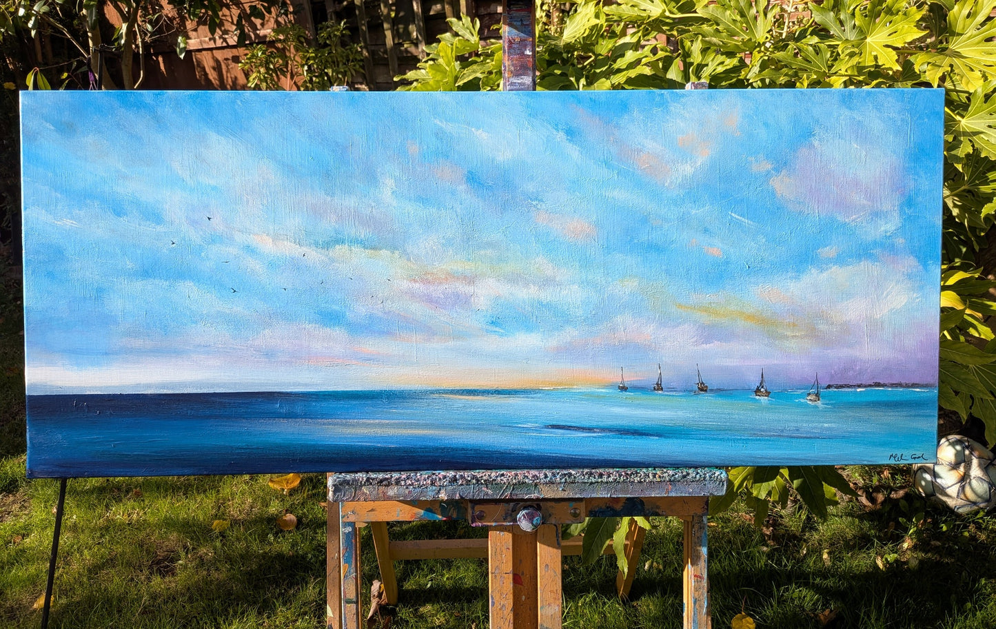 Boats at Dawn, 120x50cm