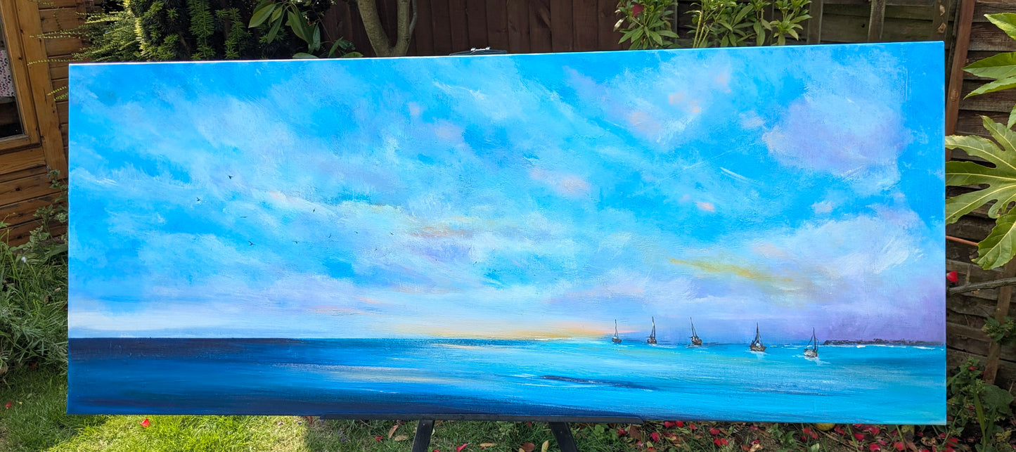 Boats at Dawn, 120x50cm