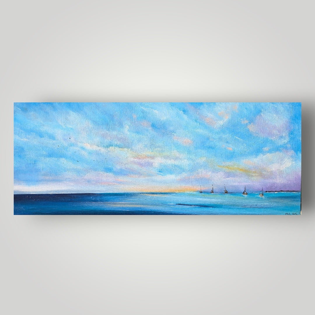 Boats at Dawn, 120x50cm