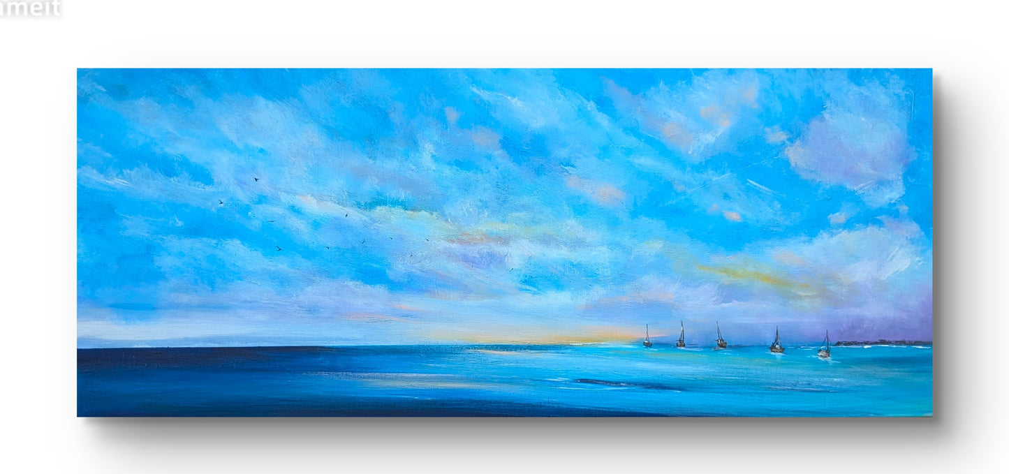 Boats at Dawn, 120x50cm