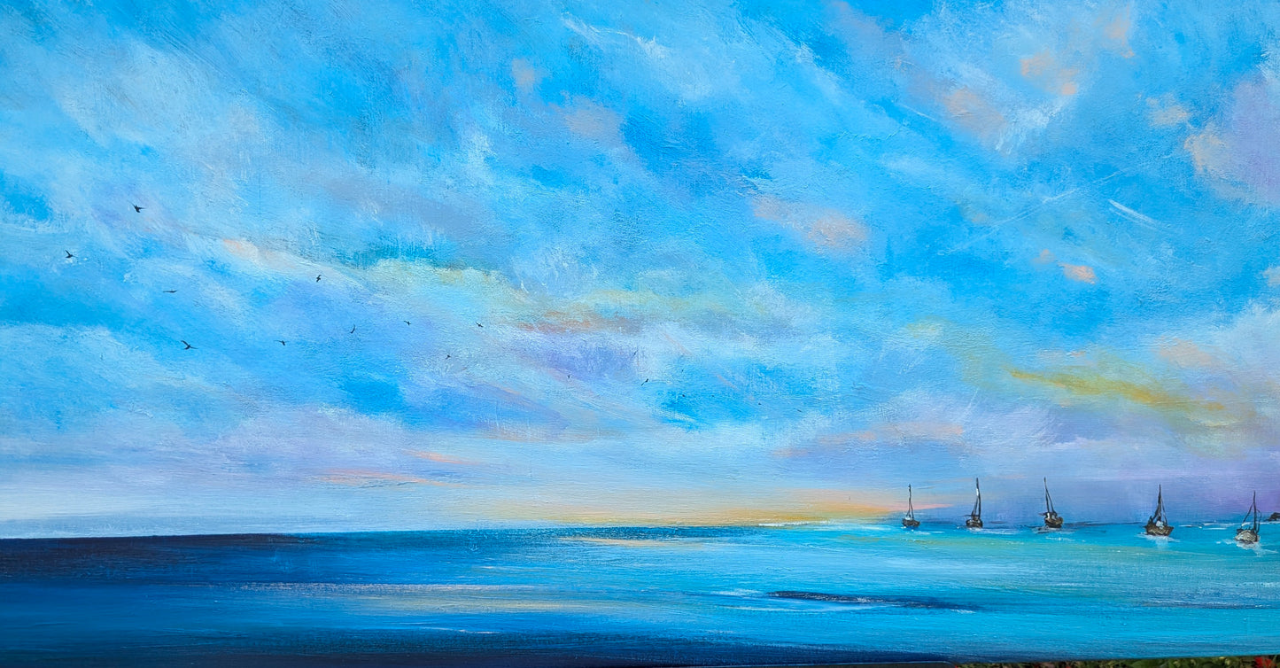 Boats at Dawn, 120x50cm