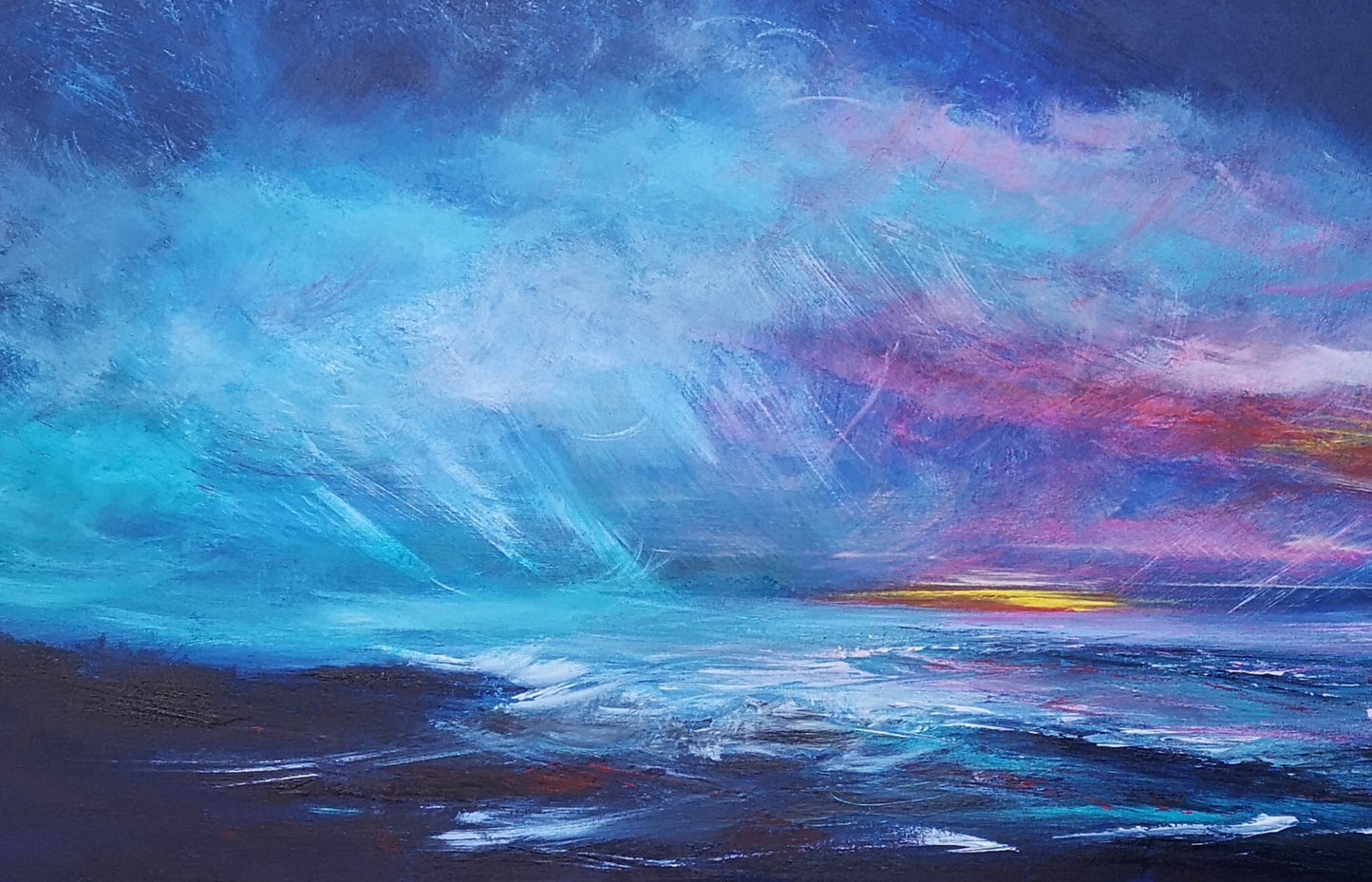 A Break in the Clouds, 120x50cm, Large, panoramic, emotional art, seascapes