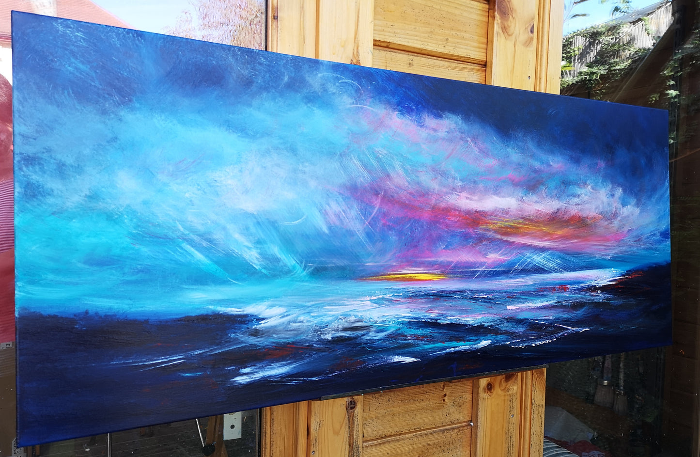 A Break in the Clouds, 120x50cm, Large, panoramic, emotional art, seascapes