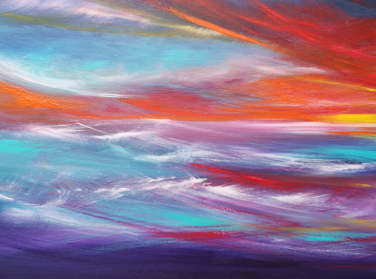 Crimson Passion, 90x60cm, Large original art, semi-abstract, expression, gift, blue, emotional art, seascapes, original
