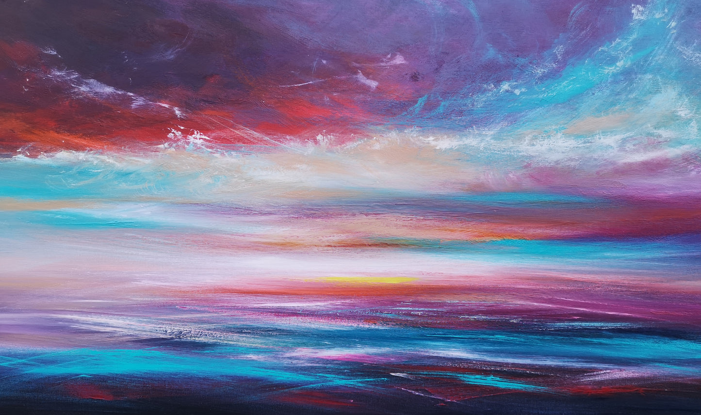 Mulberry Skies, 120x50cm
