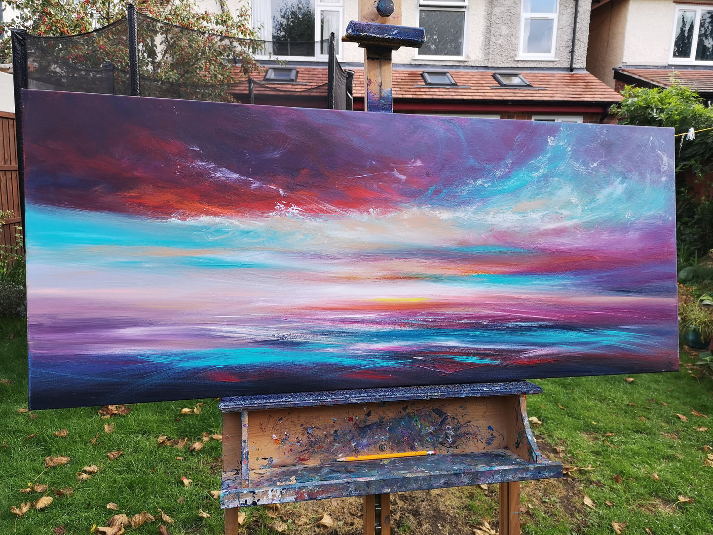 Mulberry Skies, 120x50cm