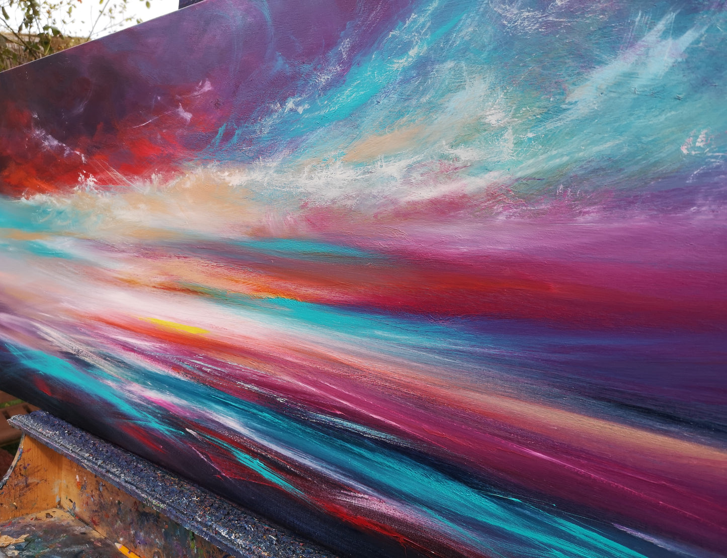 Mulberry Skies, 120x50cm