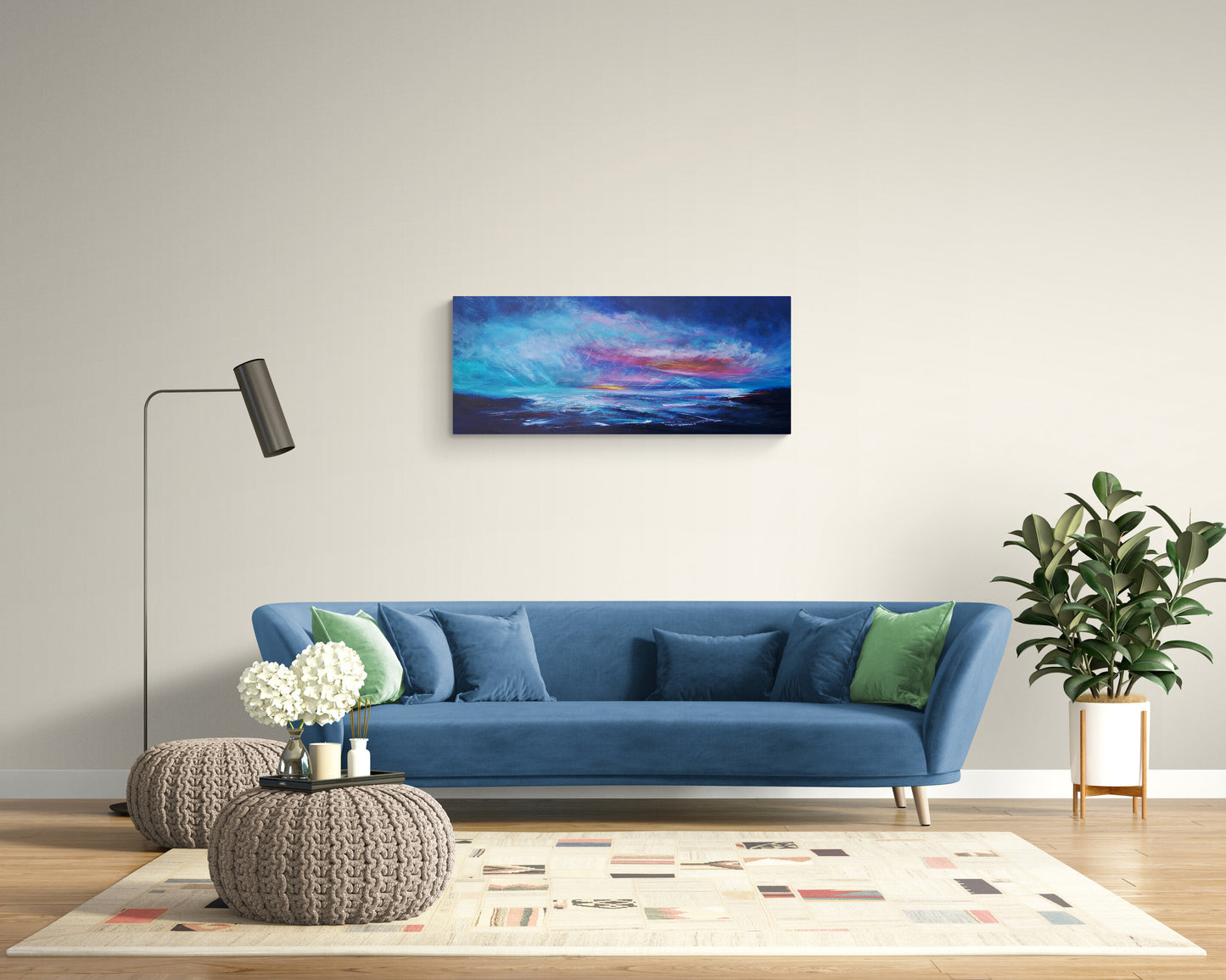 A Break in the Clouds, 120x50cm, Large, panoramic, emotional art, seascapes