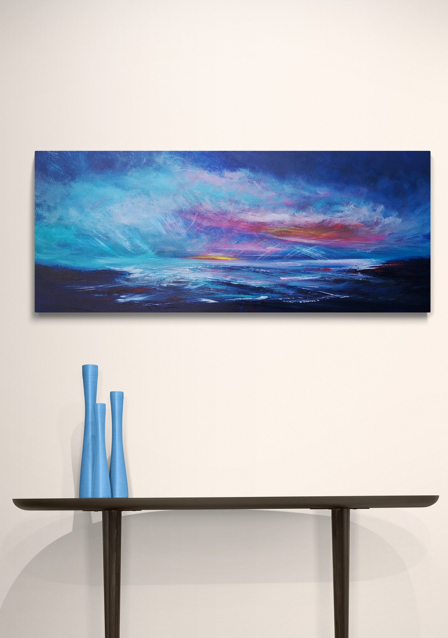 A Break in the Clouds, 120x50cm, Large, panoramic, emotional art, seascapes