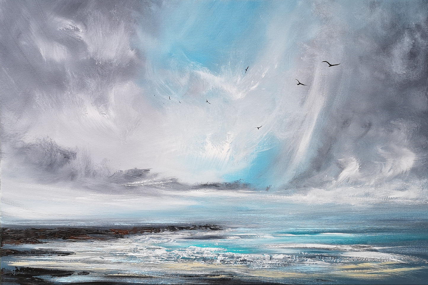 The Passing Storm, 90x60cm, Large, panoramic, emotional art, seascapes