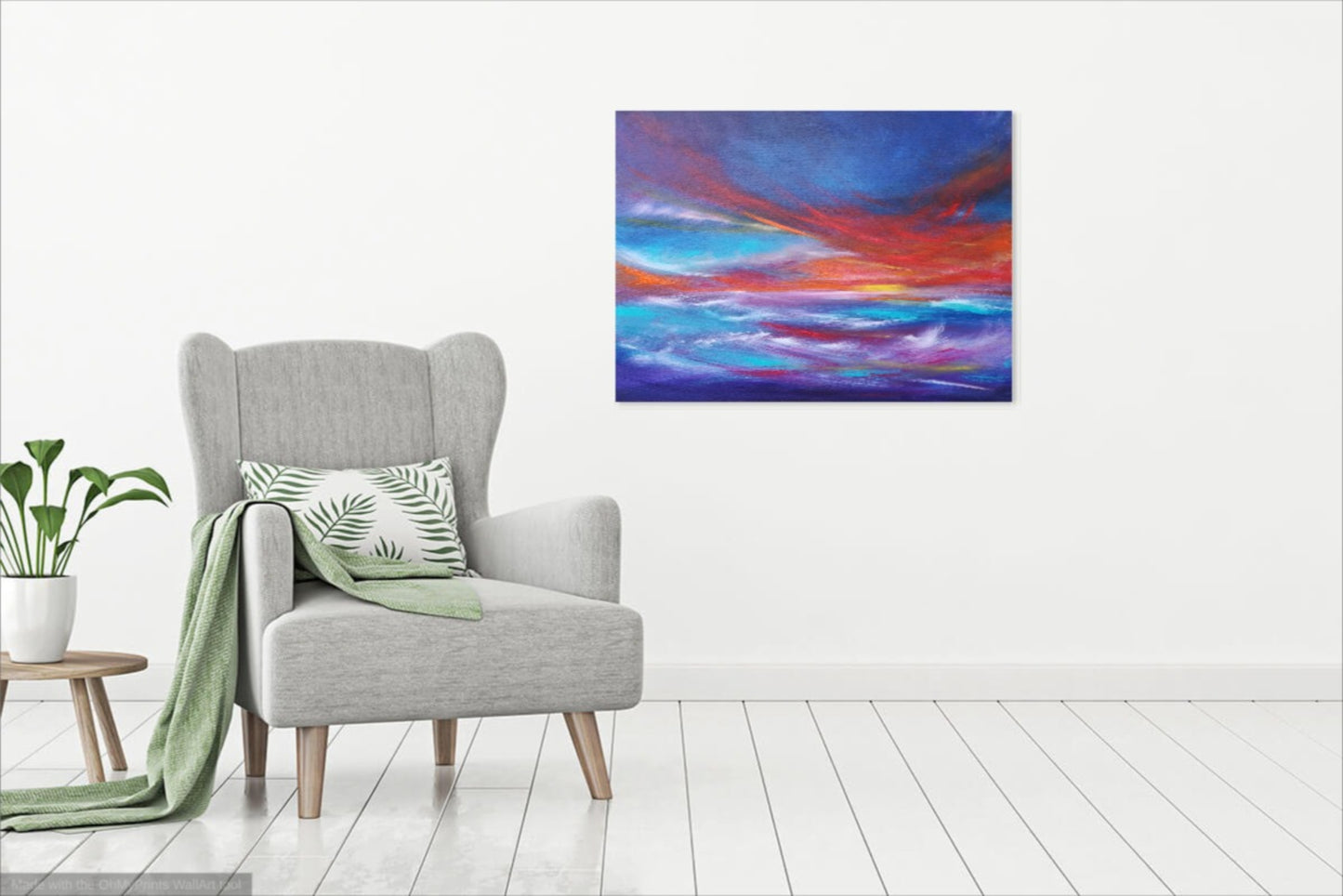 Crimson Passion, 90x60cm, Large original art, semi-abstract, expression, gift, blue, emotional art, seascapes, original