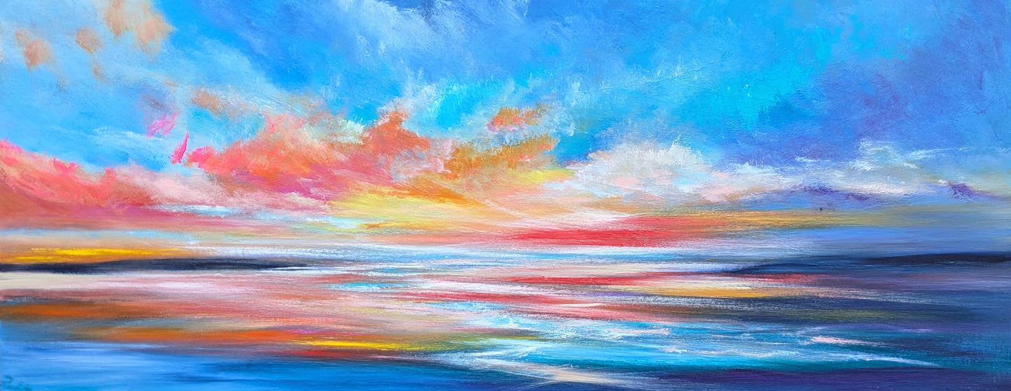 Crimson Reflections, 120x50cm