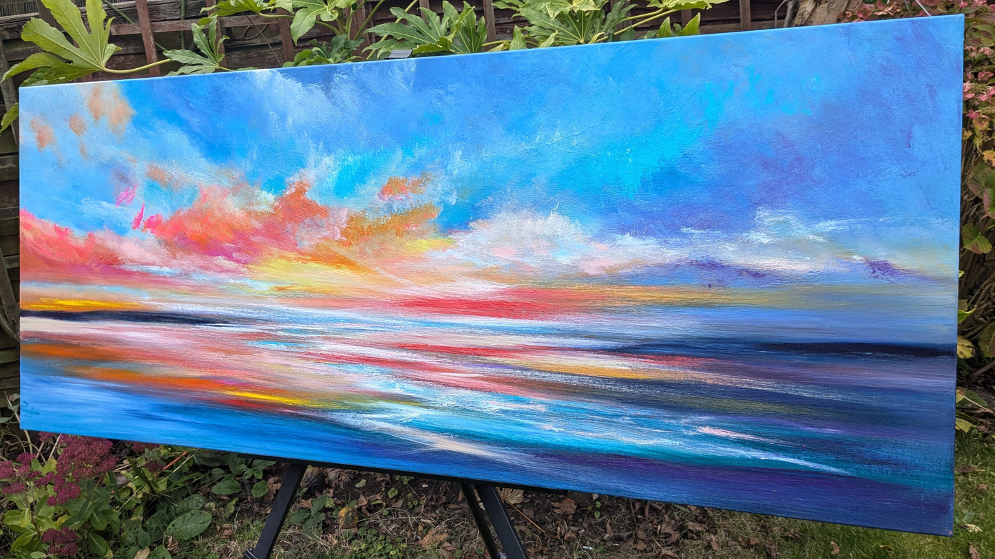 Crimson Reflections, 120x50cm