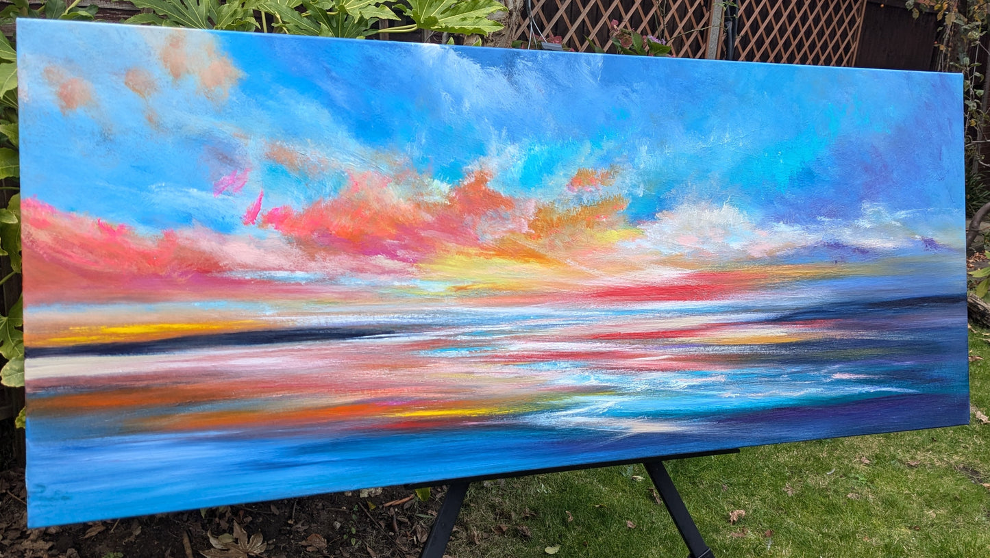 Crimson Reflections, 120x50cm