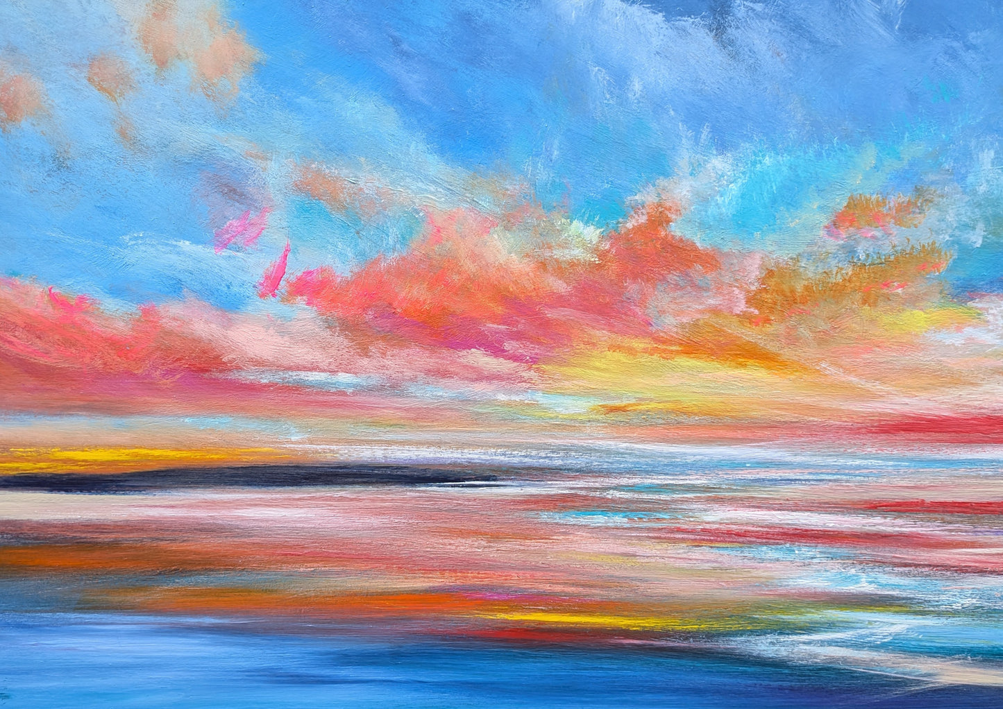 Crimson Reflections, 120x50cm