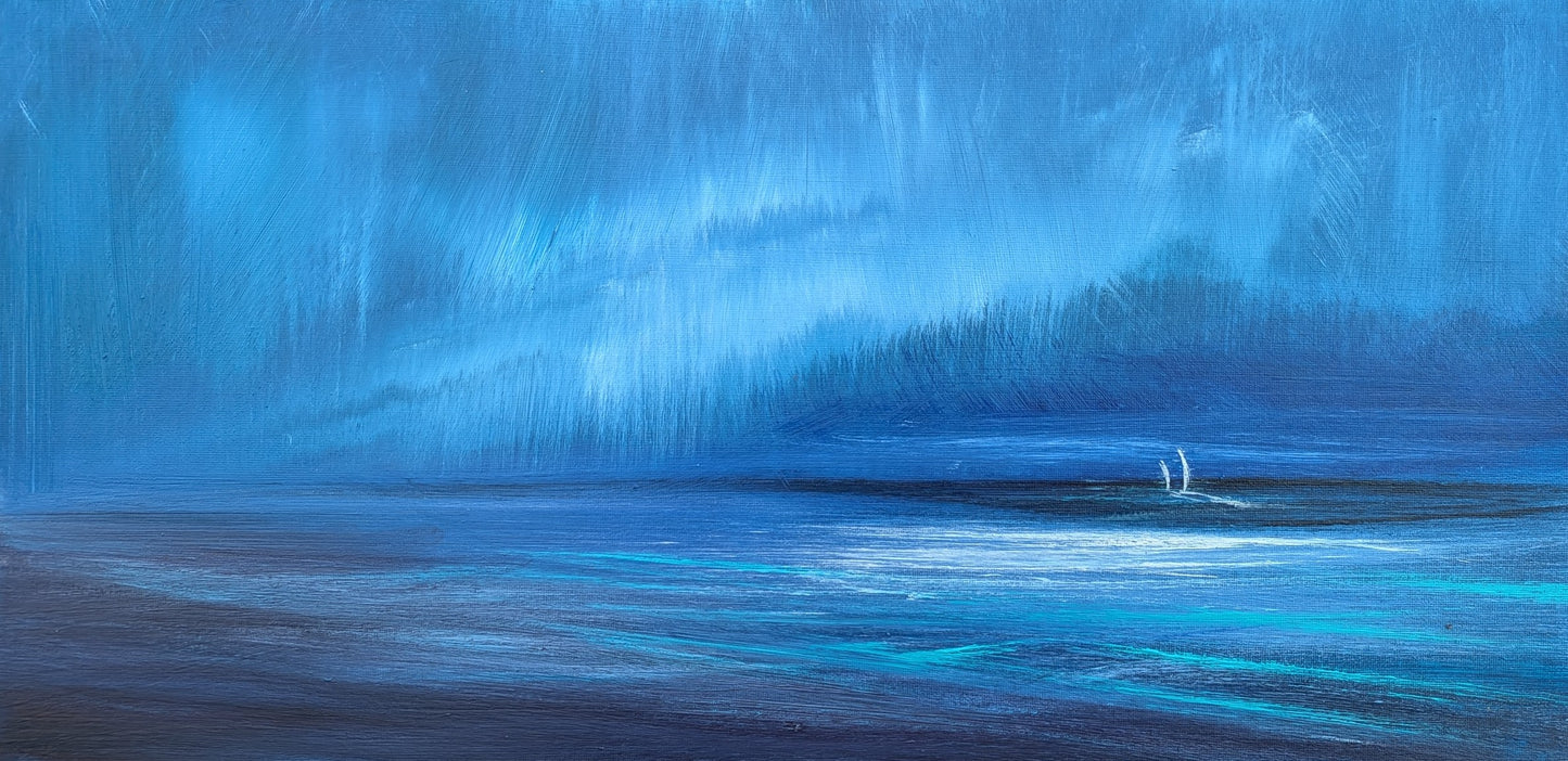 Sails Beneath the Aurora Light, 40x20x2cm
