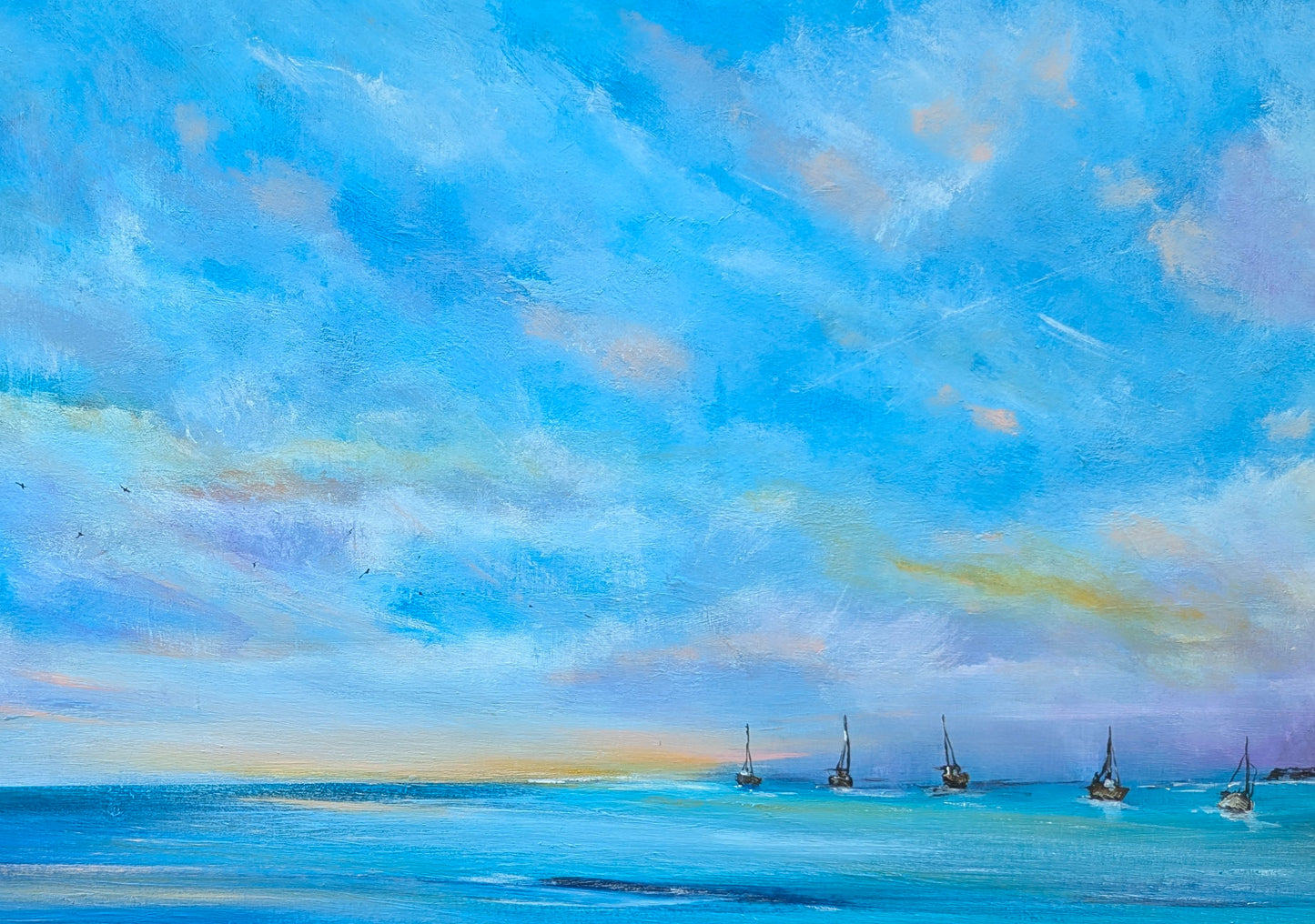 Boats at Dawn, 120x50cm