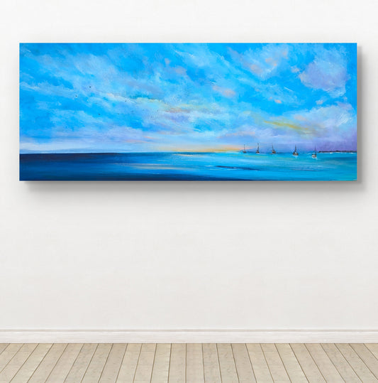Boats at Dawn, 120x50cm