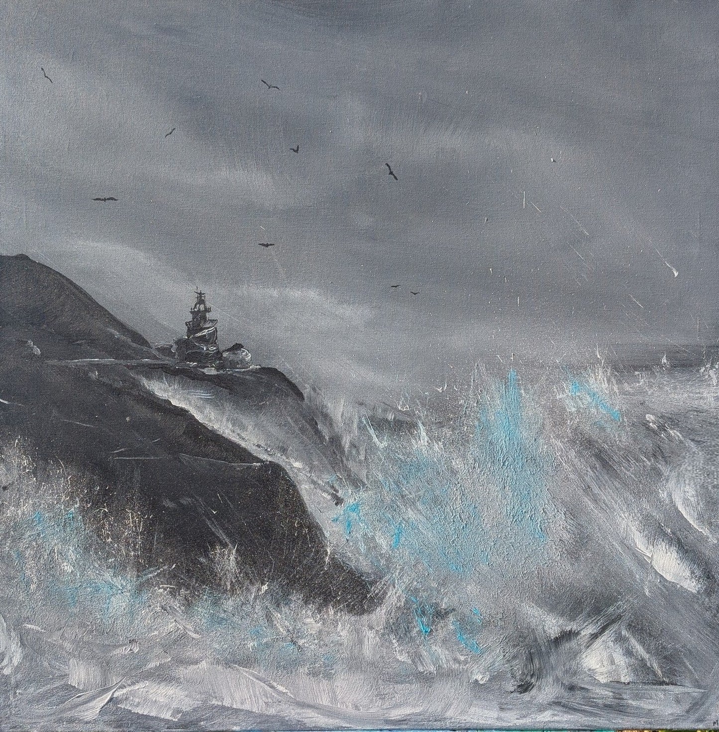 Storm of Teal, 80x70cm