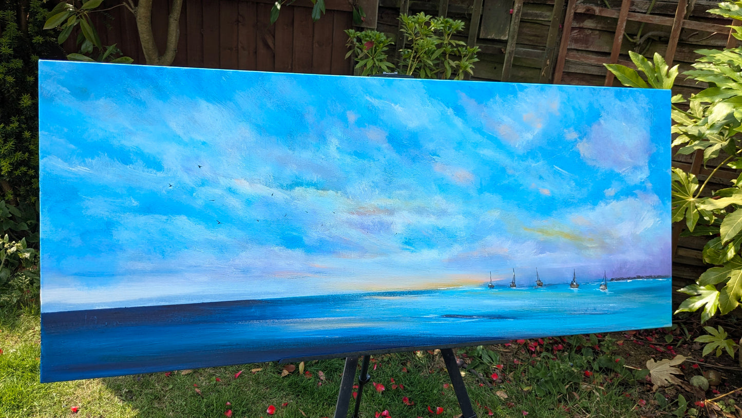 Boats at Dawn, 120x50cm