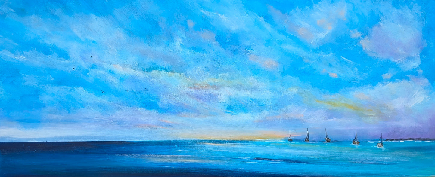 Boats at Dawn, 120x50cm
