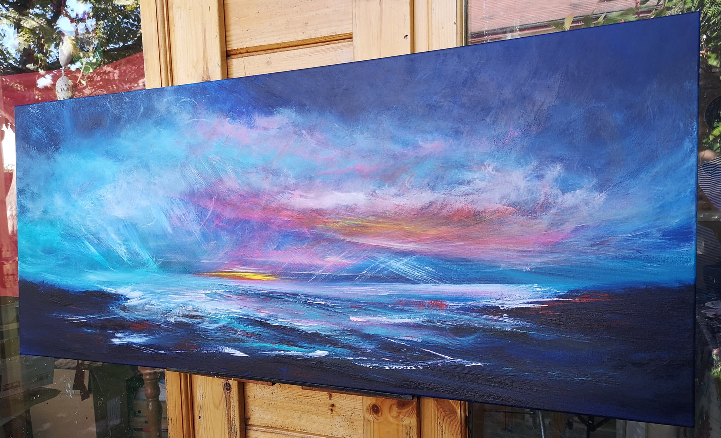 A Break in the Clouds, 120x50cm, Large, panoramic, emotional art, seascapes