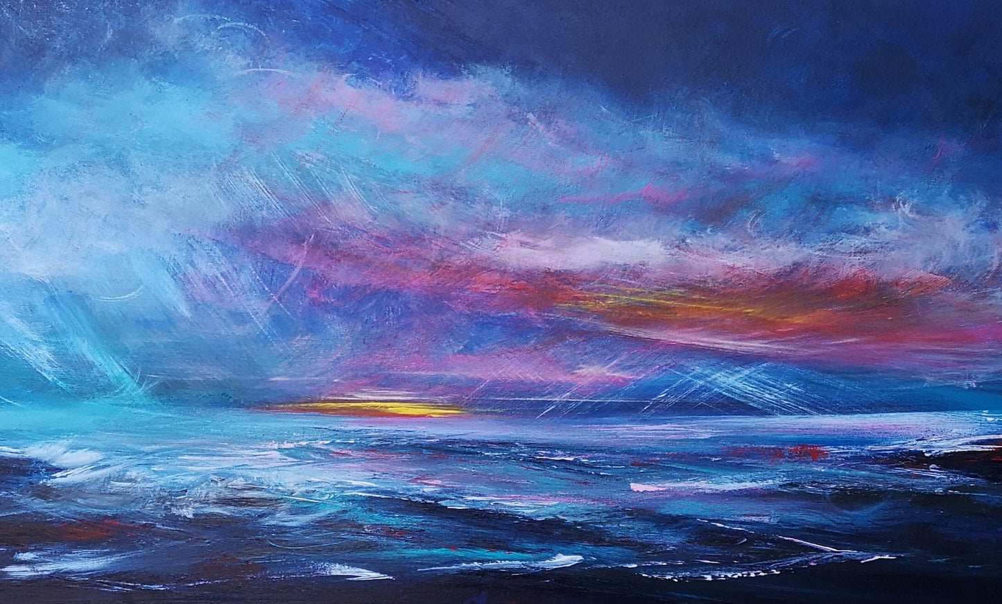 A Break in the Clouds, 120x50cm, Large, panoramic, emotional art, seascapes