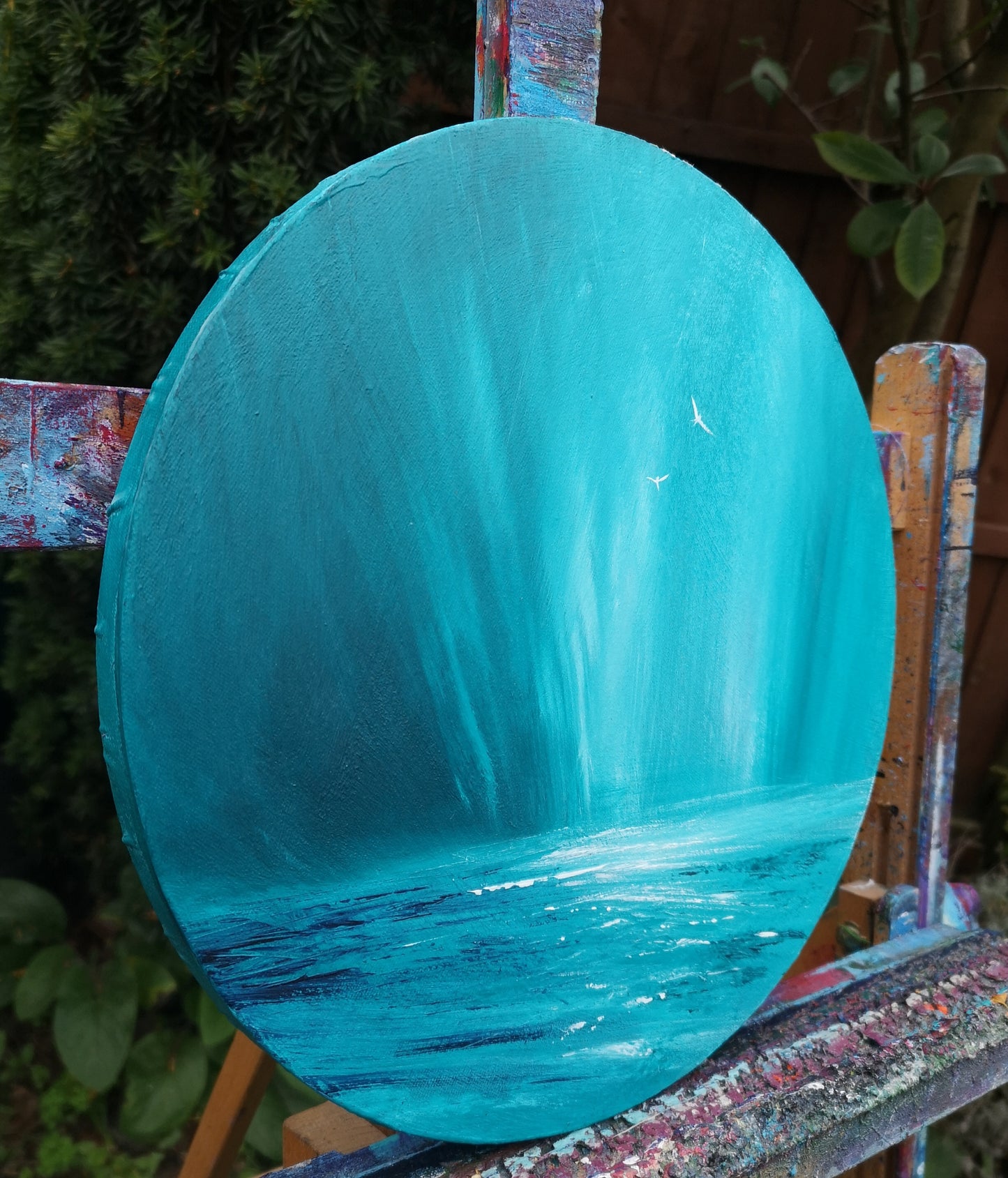 Circular Seascape, original art, gift, blue, emotional art, seascapes, storm